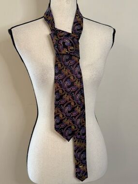 Jon Randall Jr. vibrant silk paisley tie purple yellow red blue